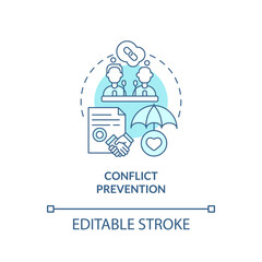 Conflict prevention turquoise concept icon. National safety and community security abstract idea thin line illustration. Isolated outline drawing. Editable stroke. Arial, Myriad Pro-Bold fonts used