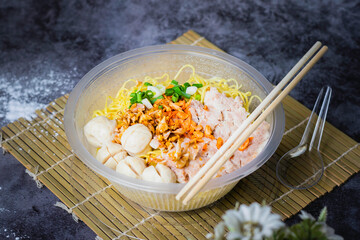 Thai style noodles Egg noodles, yellow, dry, no soup