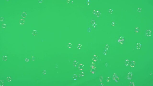 Soap Bubbles On Green Screen
