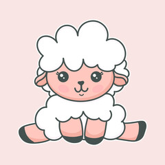 Cute little sheep sitting on the ground