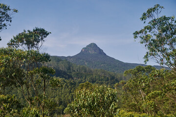 View of the sacred mountain Adam peak. Mount Sri Pada in Sri Lanka is a place of pilgrims from all over the world. High quality photo