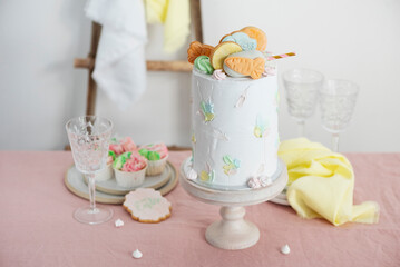 Sweet homemade cake with carrto cookies