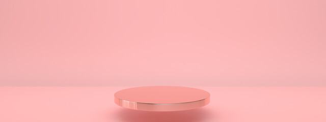 Empty pink podium pink background 3d rendering 