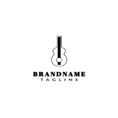 guitar logo cartoon black icon design isolated vector illustration