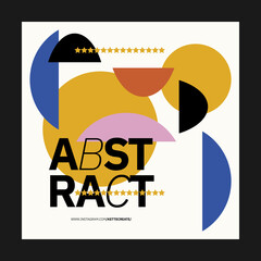Fototapeta premium Abstract art social media for an art exhibition. Vector template with primitive shapes elements, modern hipster style. Instagram post template