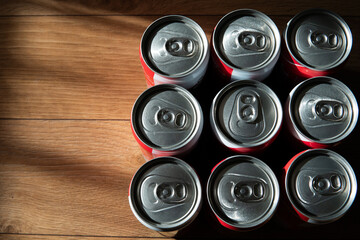 cans of beer view from the lid