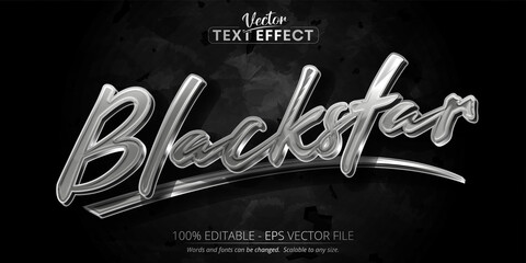 Silver text effect, editable shiny metallic color text style on dark textured background