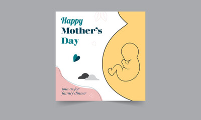 Happy mothers day social media post business webinar for social media post, women banner template geometric shape design for attractive abstract elements post background space for text