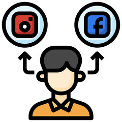SOCIAL MEDIA filled outline icon,linear,outline,graphic,illustration
