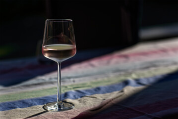 Rose wine on summer table 