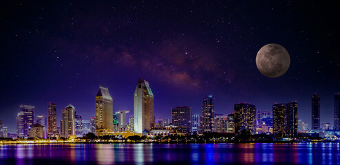 San Diego Skyline at Night , San Diego, California, USA