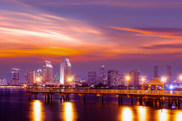 Fototapeta na wymiar San Diego Skyline at Night , San Diego, California, USA