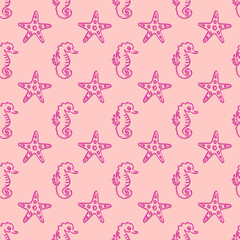 STARFISH AND SEAHORSE SEAMLESS PATTERN IN VECTOR FILE