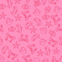 STARFISH AND SEAHORSE SEAMLESS PATTERN IN VECTOR FILE