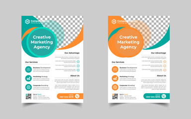 Modern Corporate business flyer template design set or a4 flyer template with blue, green, red, and yellow colors, marketing, business proposal, promotion flyer.