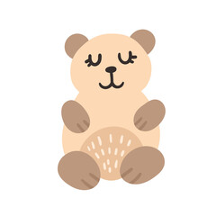 Vector Cute Cartoon Brown Baby Bear. Isolated Illustration on a white background.