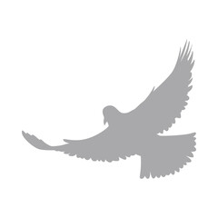 Isolated silhouette of a flying pigeon Vector
