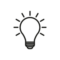 Light bulb icon. A symbol of an idea. Linear drawing. Simple flat vector illustration on a white background