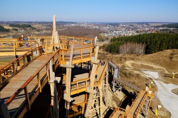 Wooden lookout tower at Kurza Gora, Kurzetnik, Warmia and Masuria, Poland