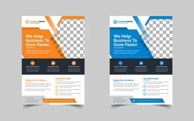 Modern Corporate business flyer template design set or a4 flyer template with blue, green, red, and yellow colors, marketing, business proposal, promotion flyer.