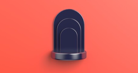Minimal podium geometric simple basic shape 3d rendering product display set with arch 