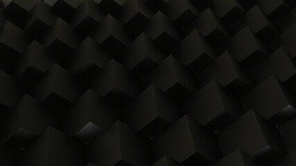 Naklejka premium 3d elegant geometrical shape seamless pattern textures abstract backgrounds square black cube Premium Photo