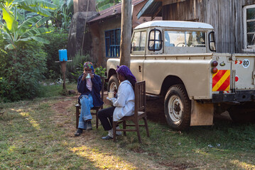 Portrait of a two African Teenage Girls drinking tea