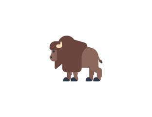 Bison vector flat emoticon. Isolated Bison emoji illustration. Bison icon © Stalvalki
