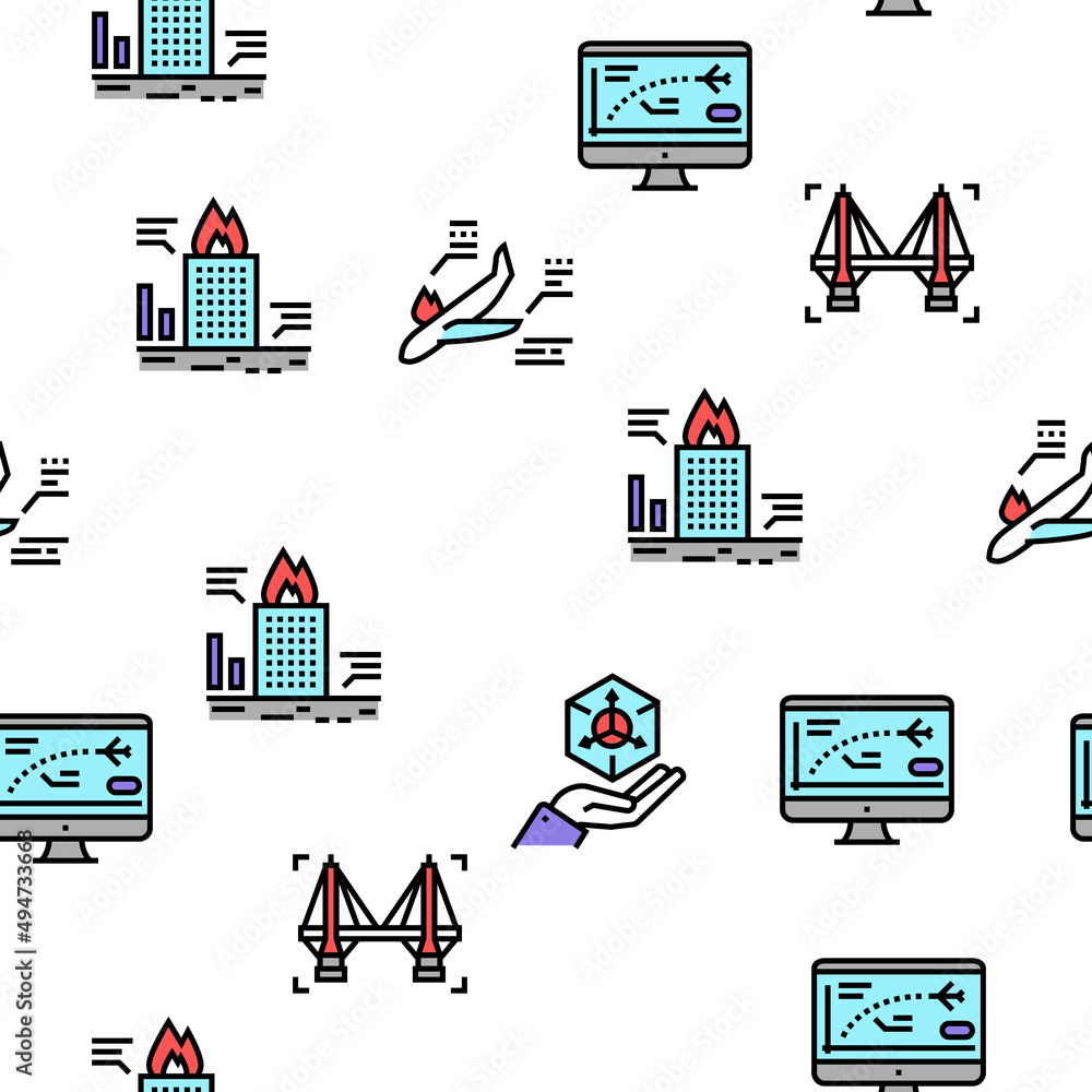 Poster modeling engineering vector seamless pattern thin line illustration