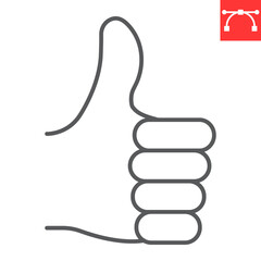 Thumbs up line icon, gesture and good, hand thumb up vector icon, vector graphics, editable stroke outline sign, eps 10.
