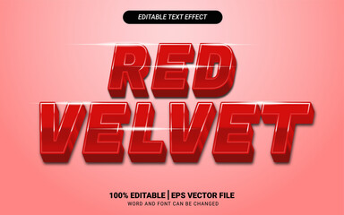 Red velvet 3d editable text effect template design vector