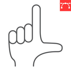 Loser gesture line icon, gesture and finger, loser hand gesture vector icon, vector graphics, editable stroke outline sign, eps 10.
