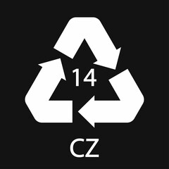Battery recycling symbol 14 CZ . Vector illustration