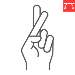 Good luck gesture line icon, gesture and fingers crossed, promise vector icon, vector graphics, editable stroke outline sign, eps 10.