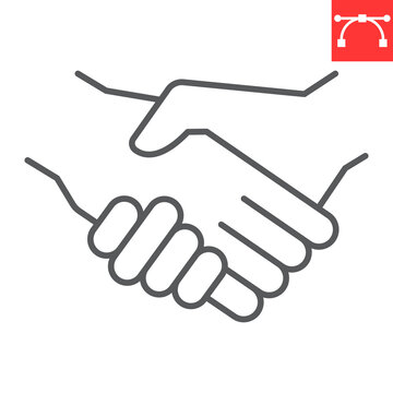 Handshake line icon, partnership and agreement, business handshake vector icon, vector graphics, editable stroke outline sign, eps 10.
