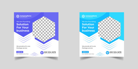 Business marketing banner for social media post template, Digital modern Corporate social media post design, Editable minimal square banner template for social media, square flyer