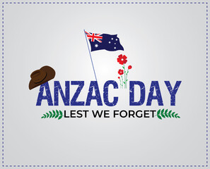 Anzac day. 25 April. Australian flag and poppy flowers memorial background. Template for background, banner, card, poster.