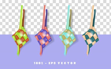 Set of 3D vector hd gold diamond rice