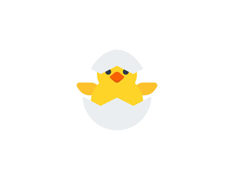 Hatching chick vector flat emoticon. Isolated Hatching chick emoji illustration. Hatching chick icon