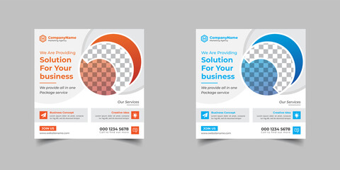 Business marketing banner for social media post template, Digital modern Corporate social media post design, Editable minimal square banner template for social media, square flyer