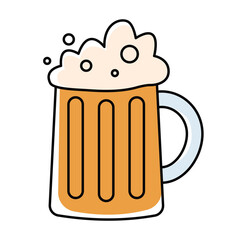 Beer mug icon isolated on white background. Contour drawing. Vector illustration