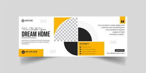 Dream Home construction tools social media Cover photo Template. Home improvement and repair construction social media cover banner design template.