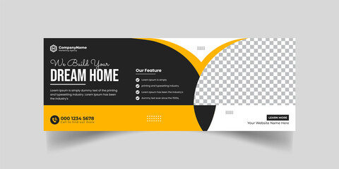 Dream Home construction tools social media Cover photo Template. Home improvement and repair construction social media cover banner design template.