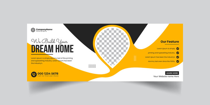 Dream Home construction tools social media Cover photo Template. Home improvement and repair construction social media cover banner design template.