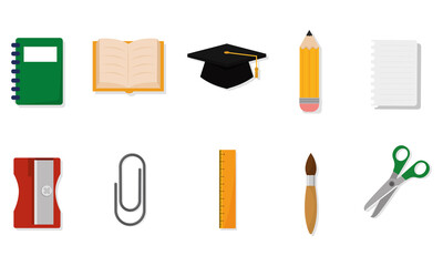 Set supplies school vector illustration