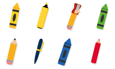 Set supplies school vector illustration