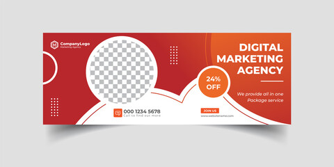 Marketing Agency and Webinar business conference social media cover banner template or web banner, corporate banner, advertising, timeline cover, header, business webinar banner editable template