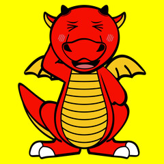 Ashamed dragon character cartoon kawaii expression illustration in vector format
