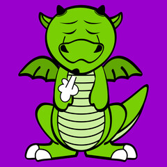 cute dragon character cartoon kawaii expression illustration in vector format
