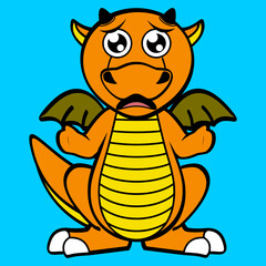cute dragon character cartoon kawaii expression illustration in vector format
